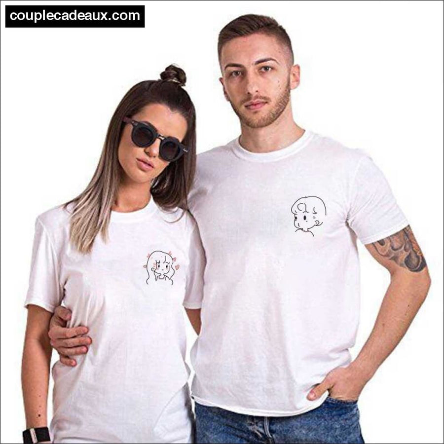 T-shirt Simple Et Mignon Pour Couple - 2