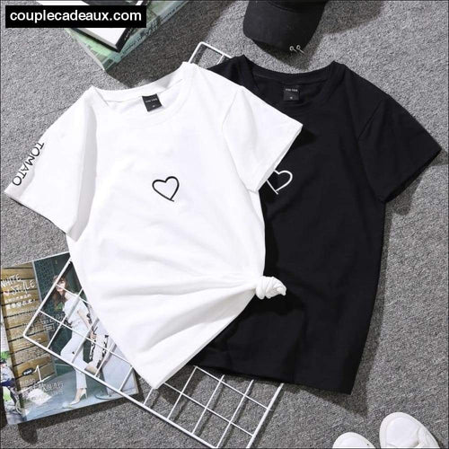 T-shirts Avec Un Coeur Pour Couple - 1